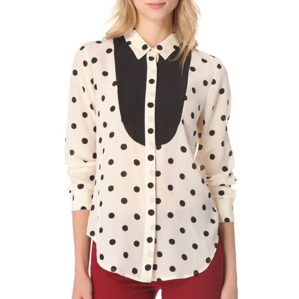 NWT✨ Madewell Silk Dotted Tux Shirt